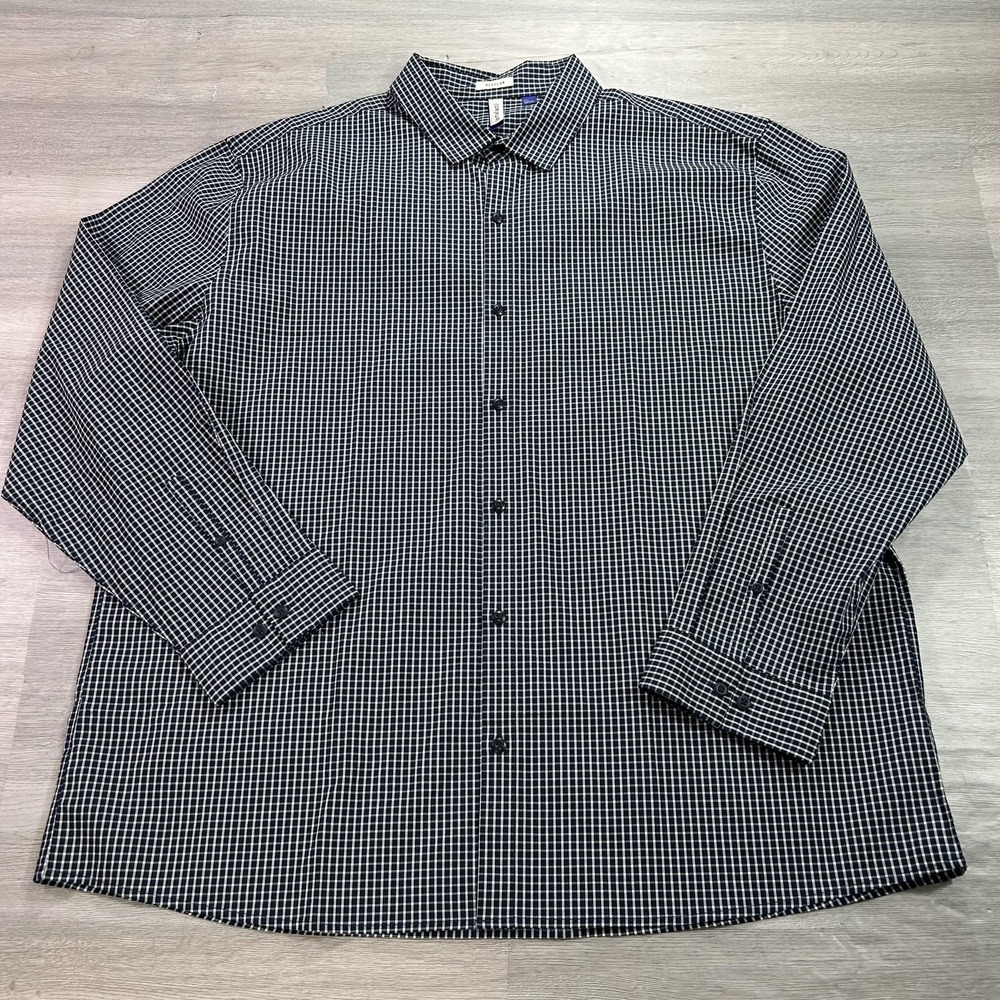 NWOT Artefact Shirt Mens 2XL Blue Check Stretch Regular Button Up Long Sleeve